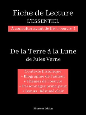 cover image of Fiche de lecture "L'ESSENTIEL"--De la terre à la lune de Jules Verne